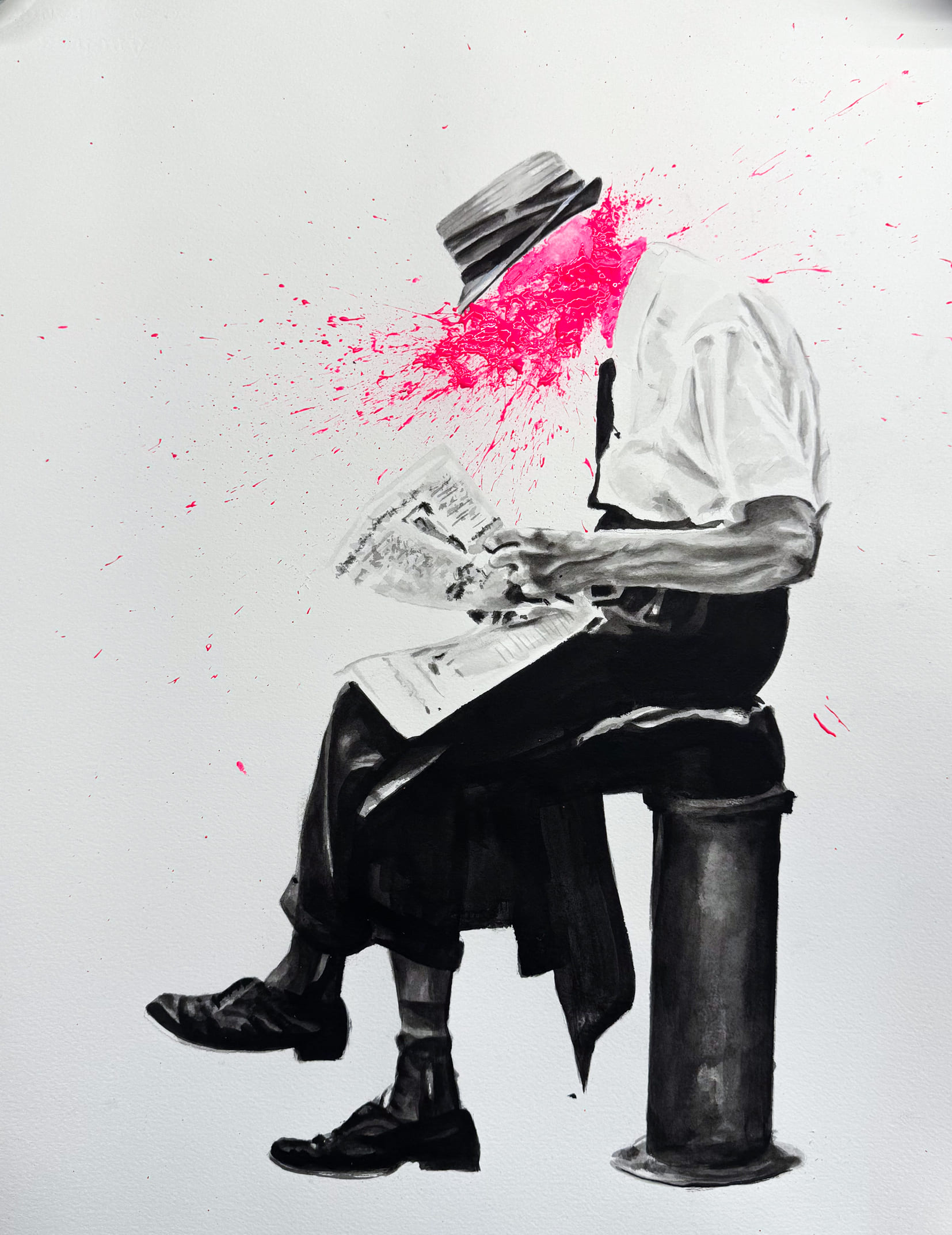 Expressionistisches Porträt eines Mannes in den 1950er Jahren - Implosion VIII von Maseda